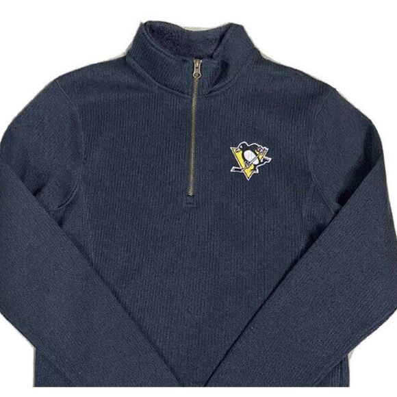 PITTSBURGH PENGUINS MENS 1/4 ZIP GRAY SWEATSHIRT by OLD TIME HOCKEY SM Crosby - Picture 4 of 7